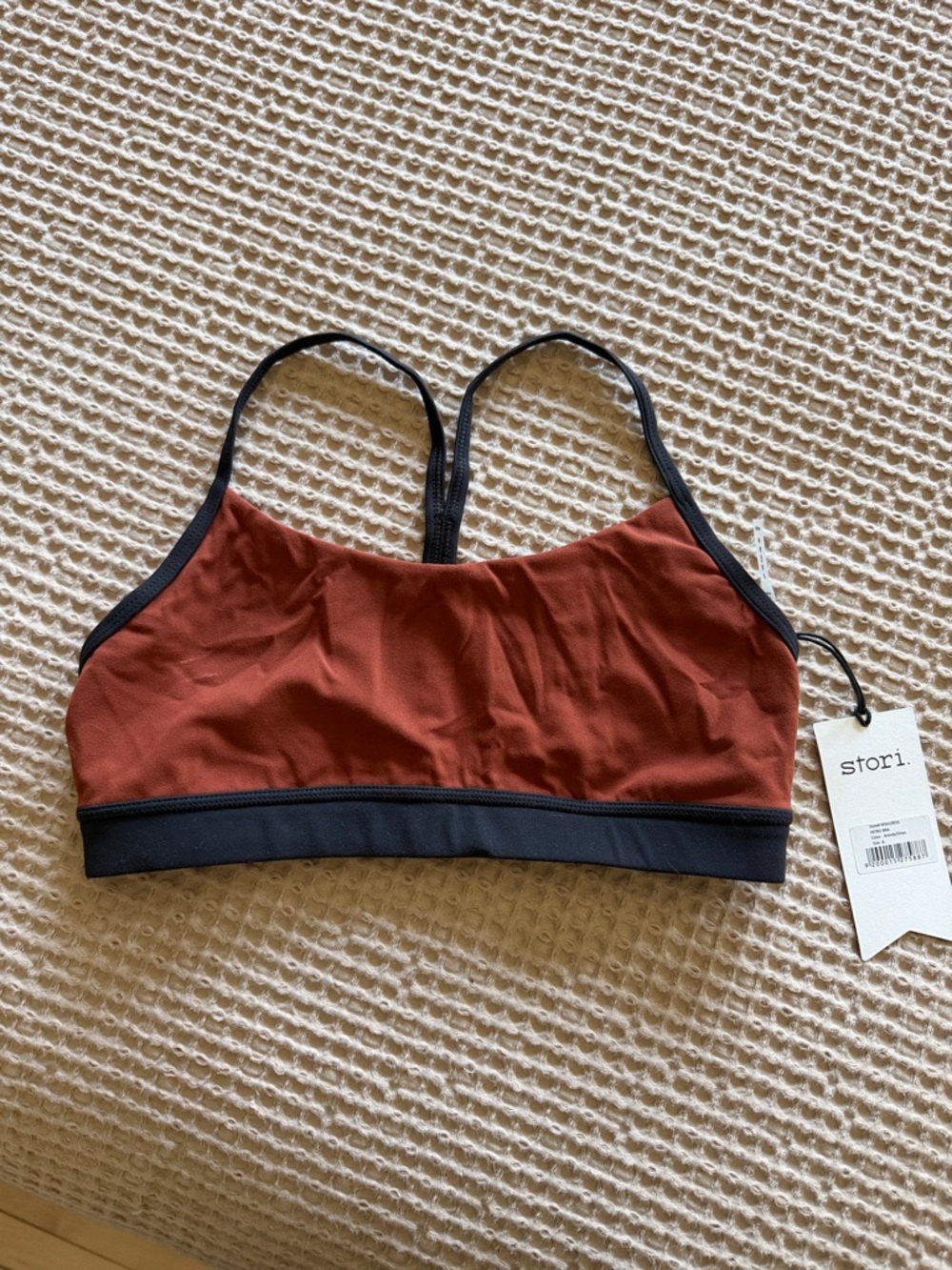 Stori Rust Red & Black Racerback Sports Bra